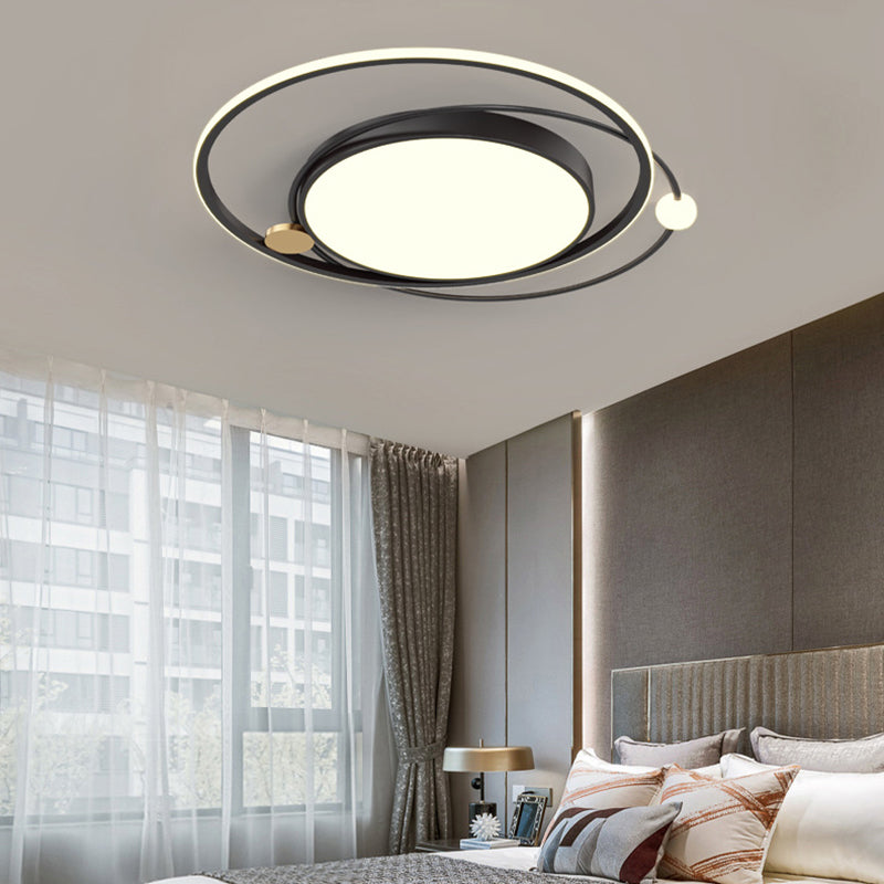 Contemporary Circular Flush Light Metal 3 Light Flush Mount Ceiling Fixture for Bedroom
