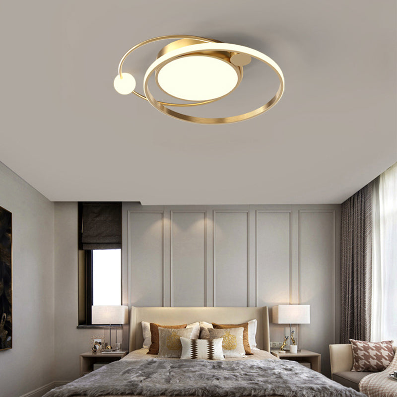 Contemporary Circular Flush Light Metal 3 Light Flush Mount Ceiling Fixture for Bedroom