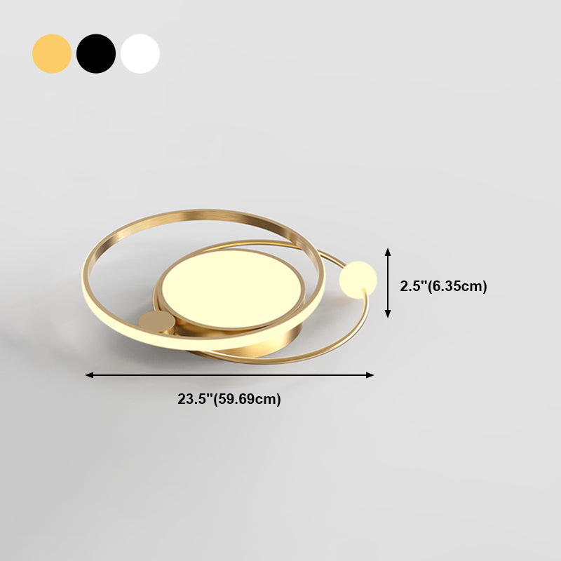 Contemporary Circular Flush Light Metal 3 Light Flush Mount Ceiling Fixture for Bedroom