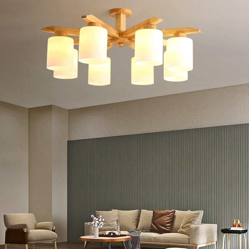 Moderne Flush -Leuchten Holzzylinder Flush Mount Lampe in Braun für Wohnzimmer