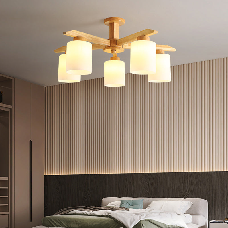 Moderne Flush -Leuchten Holzzylinder Flush Mount Lampe in Braun für Wohnzimmer