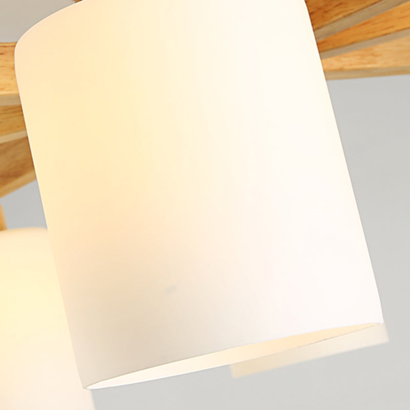 Moderne Flush -Leuchten Holzzylinder Flush Mount Lampe in Braun für Wohnzimmer