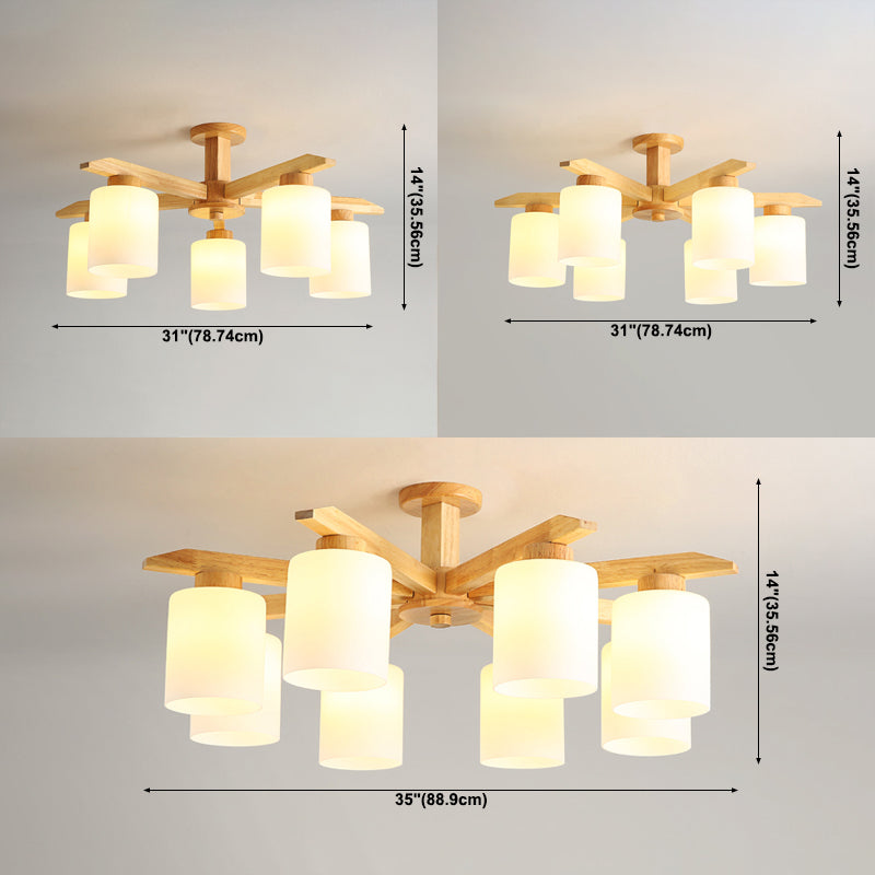 Moderne Flush -Leuchten Holzzylinder Flush Mount Lampe in Braun für Wohnzimmer