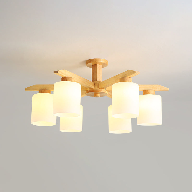 Moderne Flush -Leuchten Holzzylinder Flush Mount Lampe in Braun für Wohnzimmer