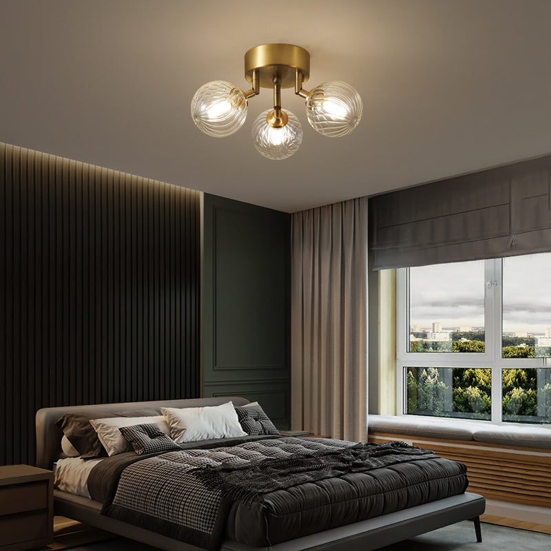 Modern Flush Light Fixtures Transparent Glass Sphere Flush Mount Lamp in Gold