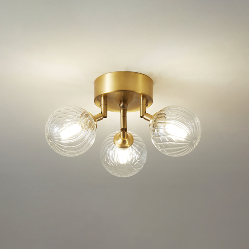 Modern Flush Light Fixtures Transparent Glass Sphere Flush Mount Lamp in Gold