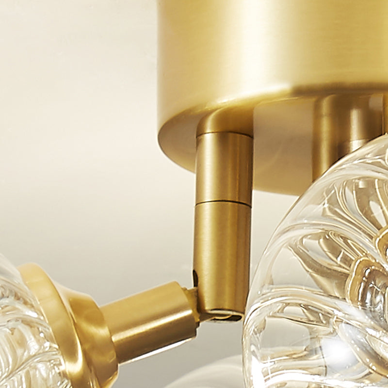 Modern Flush Light Fixtures Transparent Glass Sphere Flush Mount Lamp in Gold