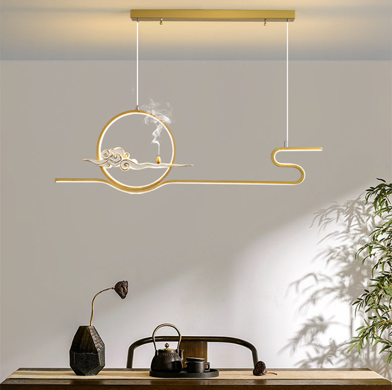 Linear Shape Island Lights Contemporary Style Metal 2 Light Pendant Lighting Fixtures
