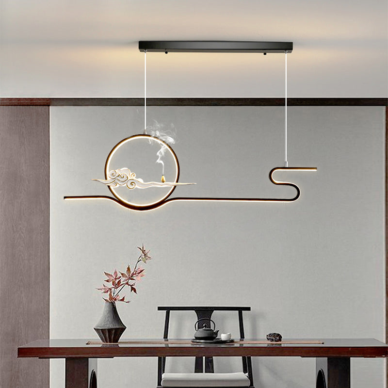 Linear Shape Island Lights Contemporary Style Metal 2 Light Pendant Lighting Fixtures