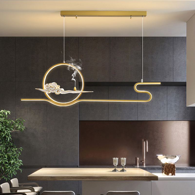 Linear Shape Island Lights Contemporary Style Metal 2 Light Pendant Lighting Fixtures