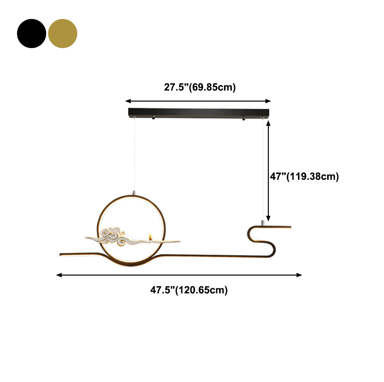 Linear Shape Island Lights Contemporary Style Metal 2 Light Pendant Lighting Fixtures