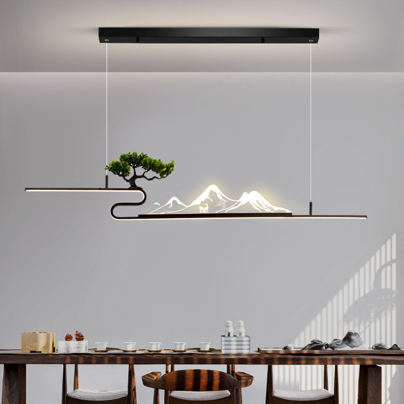 Forma lineal de la isla de la isla de estilo contemporáneo 1 accesorio de iluminación colgante de luz