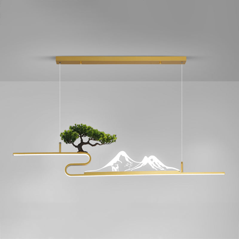 Forma lineal de la isla de la isla de estilo contemporáneo 1 accesorio de iluminación colgante de luz