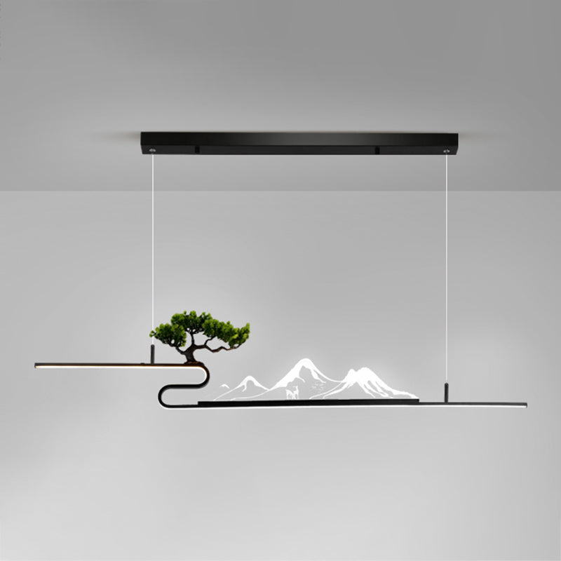 Forma lineal de la isla de la isla de estilo contemporáneo 1 accesorio de iluminación colgante de luz