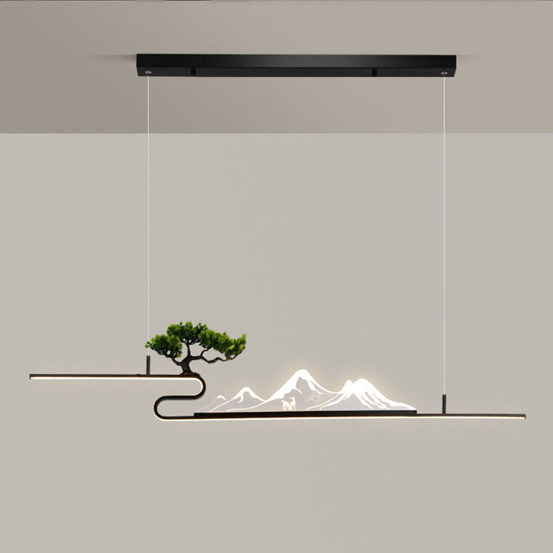 Forma lineal de la isla de la isla de estilo contemporáneo 1 accesorio de iluminación colgante de luz