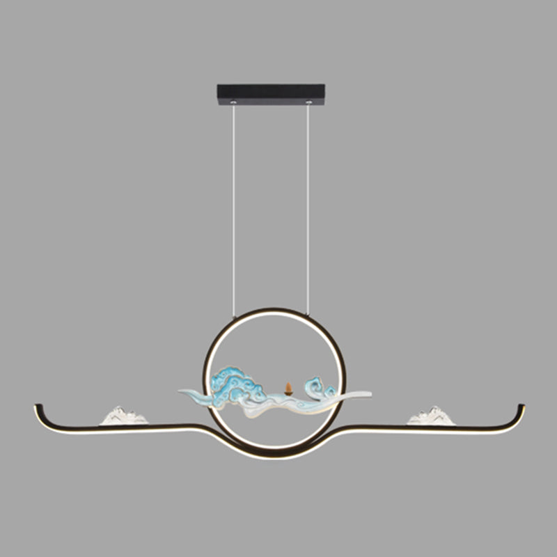 Linear Shape Island Lights Contemporary Style Metal 2 Light Pendant Lighting Fixtures