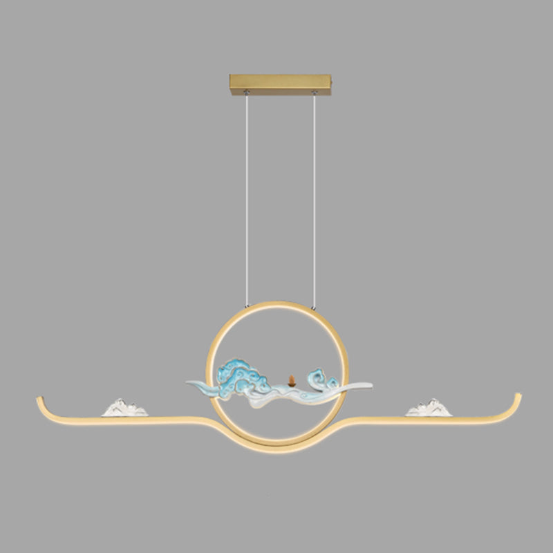 Linear Shape Island Lights Contemporary Style Metal 2 Light Pendant Lighting Fixtures