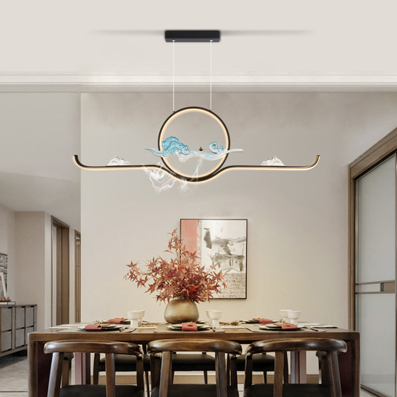 Luces de la isla de forma lineal Luces de estilo contemporáneo 2 accesorios de iluminación colgante de luz