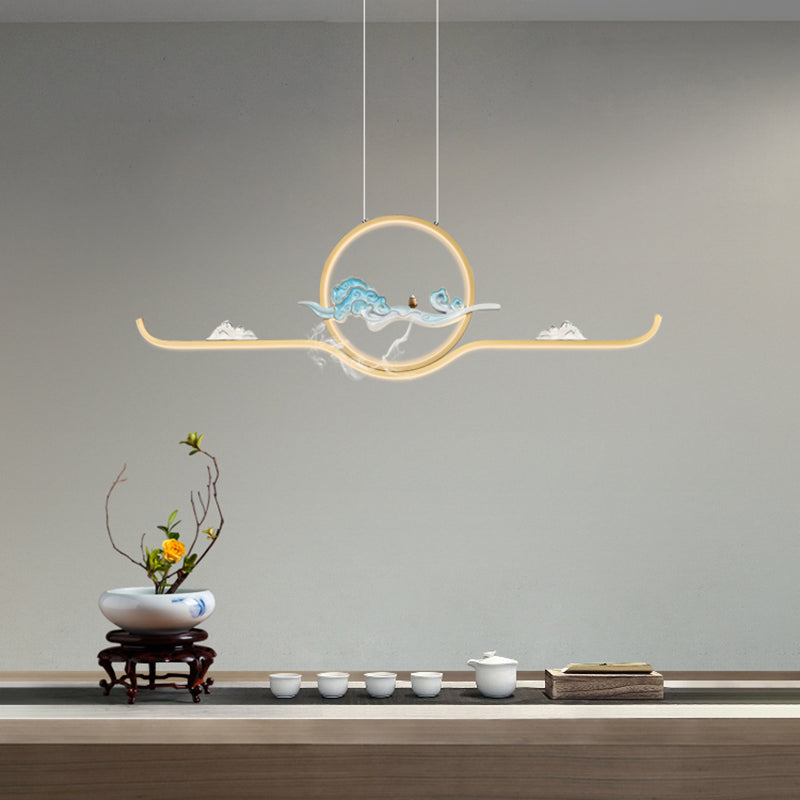 Luces de la isla de forma lineal Luces de estilo contemporáneo 2 accesorios de iluminación colgante de luz