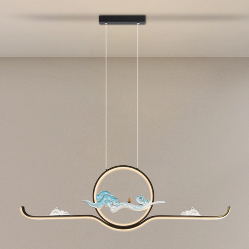 Linear Shape Island Lights Contemporary Style Metal 2 Light Pendant Lighting Fixtures