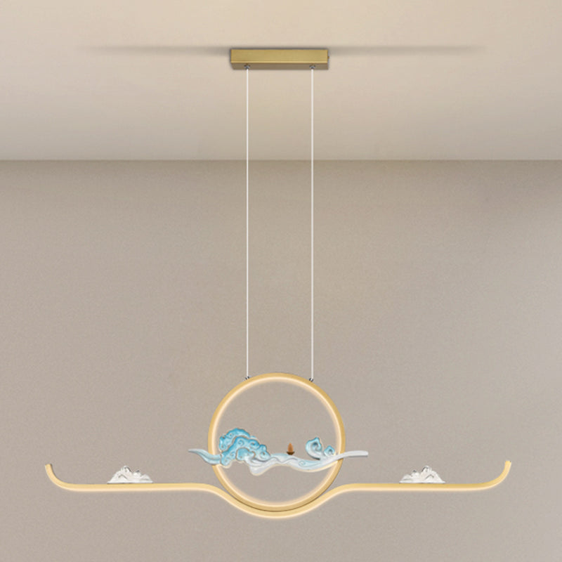 Luces de la isla de forma lineal Luces de estilo contemporáneo 2 accesorios de iluminación colgante de luz