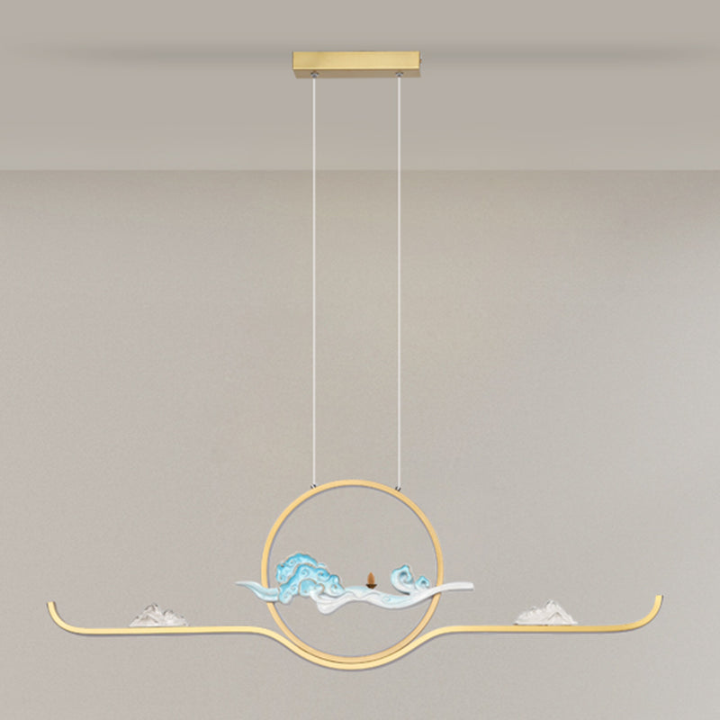 Linear Shape Island Lights Contemporary Style Metal 2 Light Pendant Lighting Fixtures