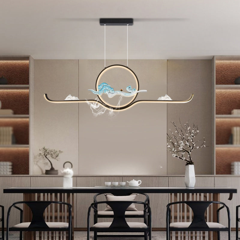 Luces de la isla de forma lineal Luces de estilo contemporáneo 2 accesorios de iluminación colgante de luz