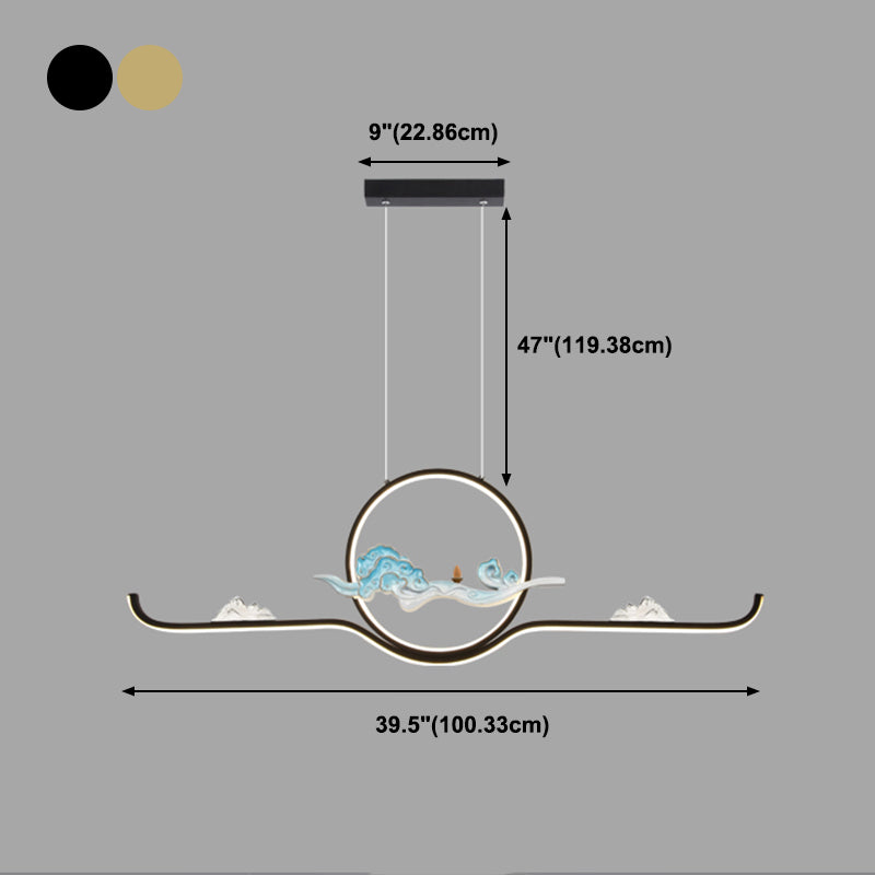 Luces de la isla de forma lineal Luces de estilo contemporáneo 2 accesorios de iluminación colgante de luz