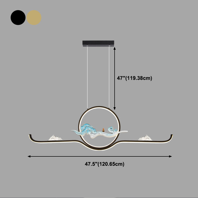 Linear Shape Island Lights Contemporary Style Metal 2 Light Pendant Lighting Fixtures
