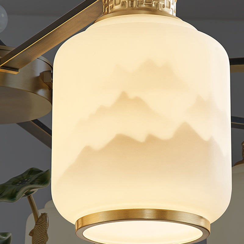 Cilindro de iluminación de la isla de cocina contemporánea Luces de isla colgantes con sombra de vidrio blanco