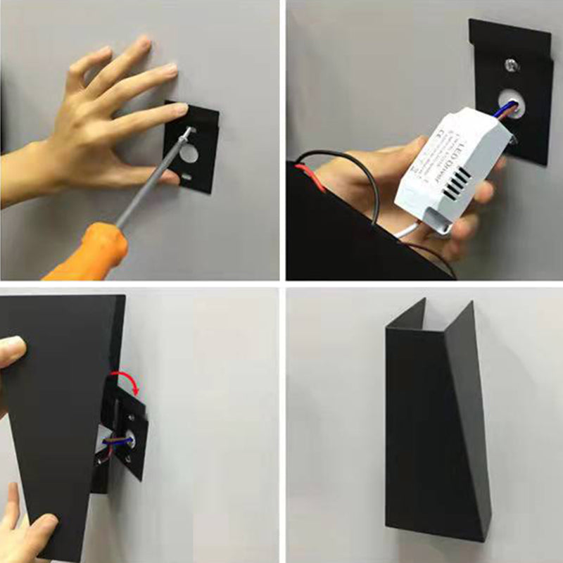 Sombra geométrica iluminación de pared de metal estilo moderno 2 luces luces de pared apliques