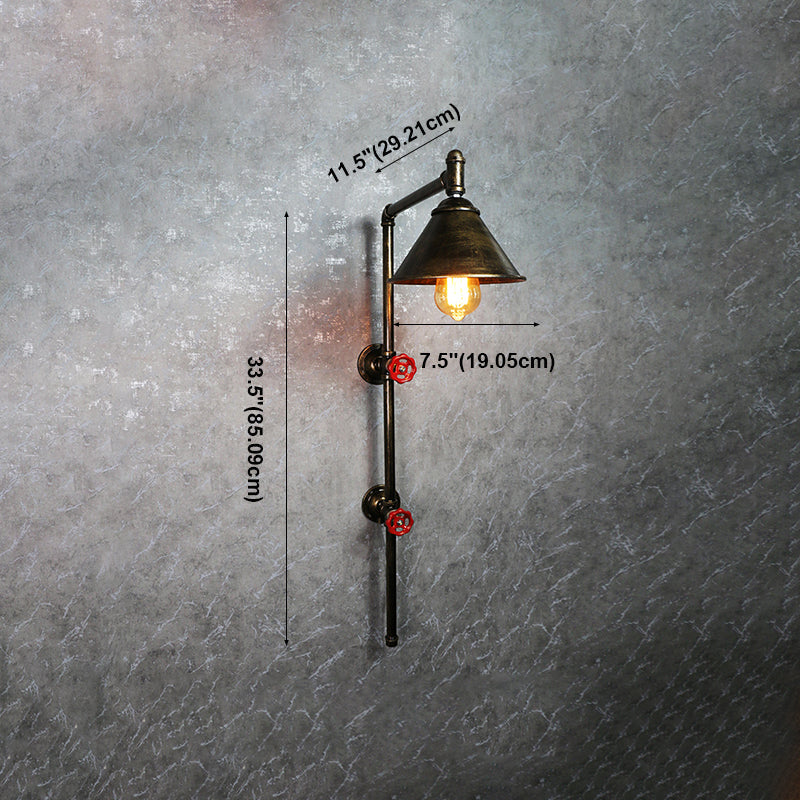 1 Lampada montata a parete di cono leggero in stile industriale in metallo sconce