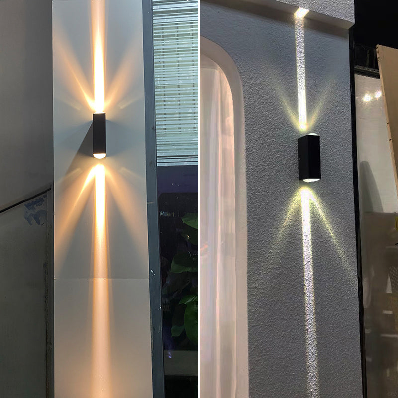 Moderner Stil quadratischer Schatten Wandleuchte Metal 2 Leuchten Wandmontage Beleuchtung in Schwarz