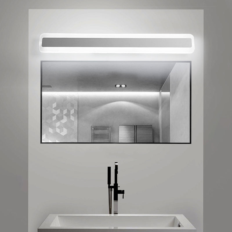 Metal Linear Shade Wall Sconce Modern Style 1-Light Mirror Wall Lighting Fixture in White