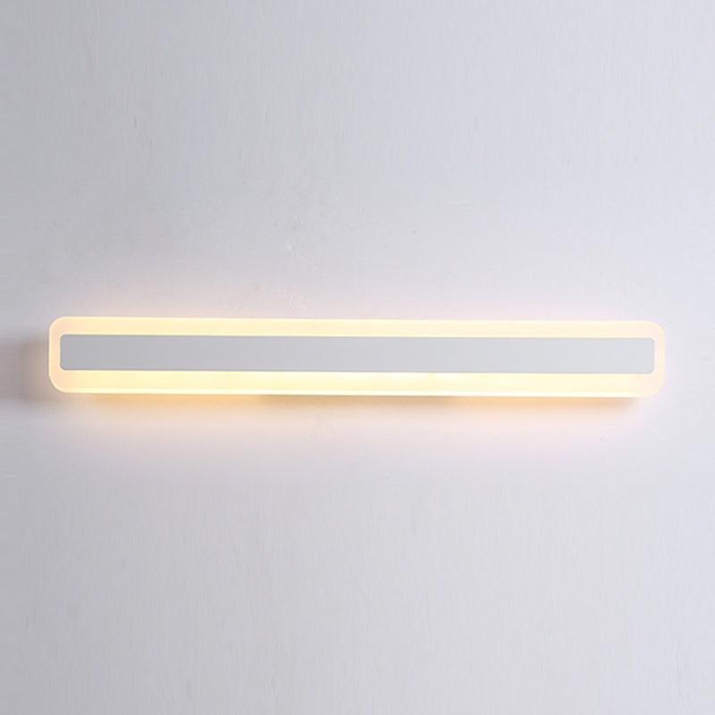 Metal Linear Shade Wall Sconce Modern Style 1-Light Mirror Wall Lighting Fixture in White