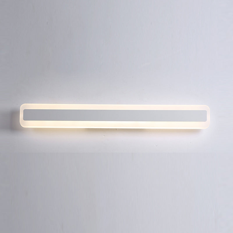 Metal Linear Shade Wall Sconce Modern Style 1-Light Mirror Wall Lighting Fixture in White