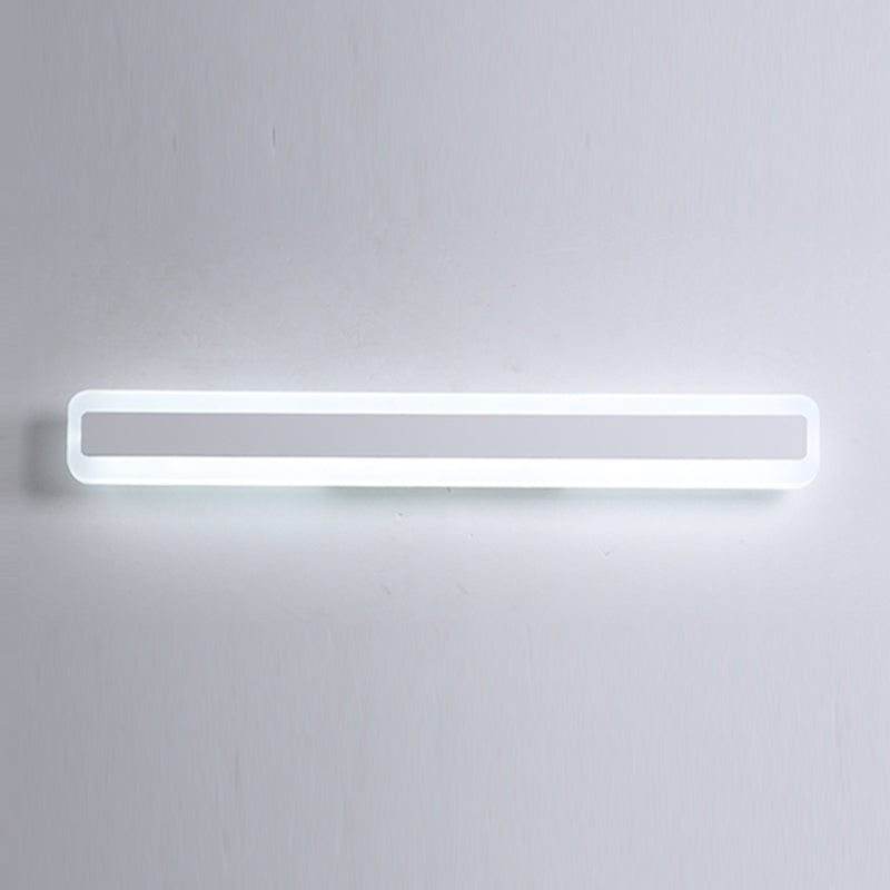 Metal Linear Shade Wall Sconce Modern Style 1-Light Mirror Wall Lighting Fixture in White