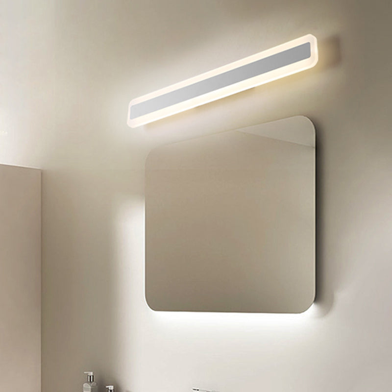 Metal Linear Shade Wall Sconce Modern Style 1-Light Mirror Wall Lighting Fixture in White