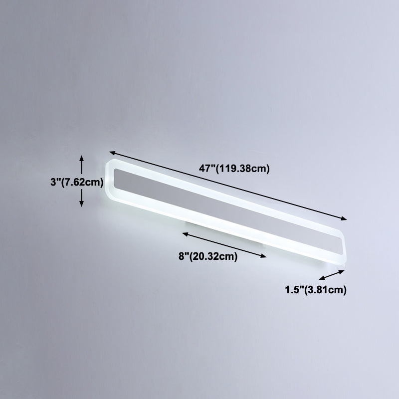 Metal Linear Shade Wall Sconce Modern Style 1-Light Mirror Wall Lighting Fixture in White