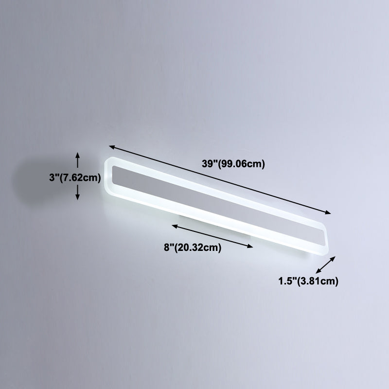 Metal Linear Shade Wall Sconce Modern Style 1-Light Mirror Wall Lighting Fixture in White