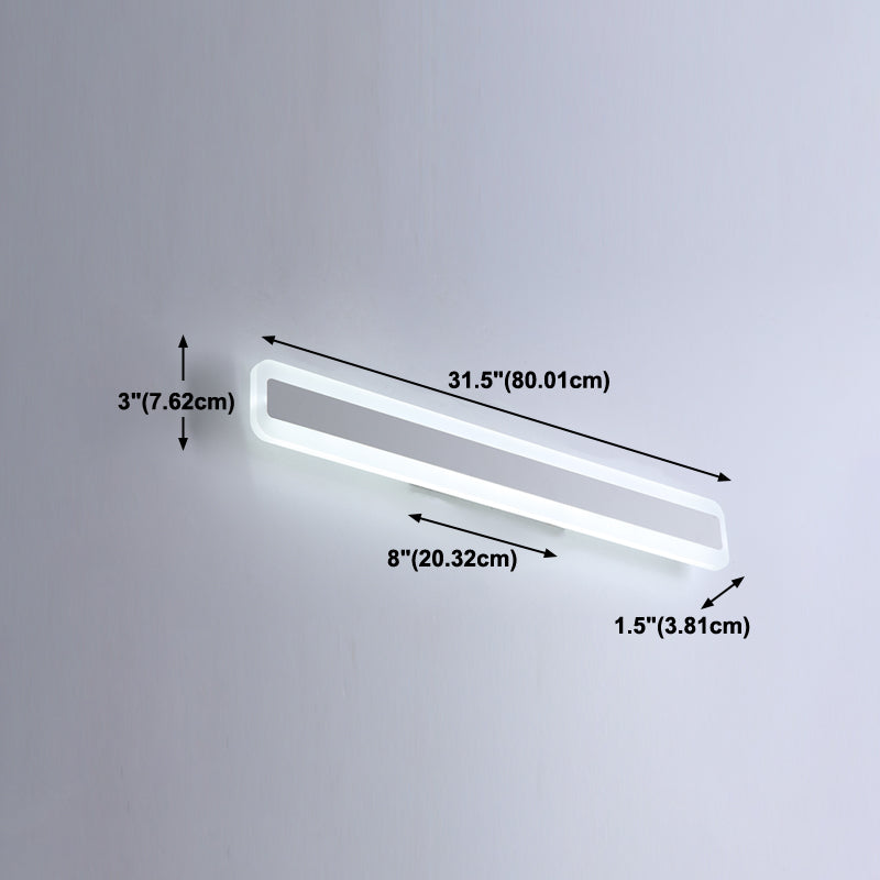 Metal Linear Shade Wall Sconce Modern Style 1-Light Mirror Wall Lighting Fixture in White
