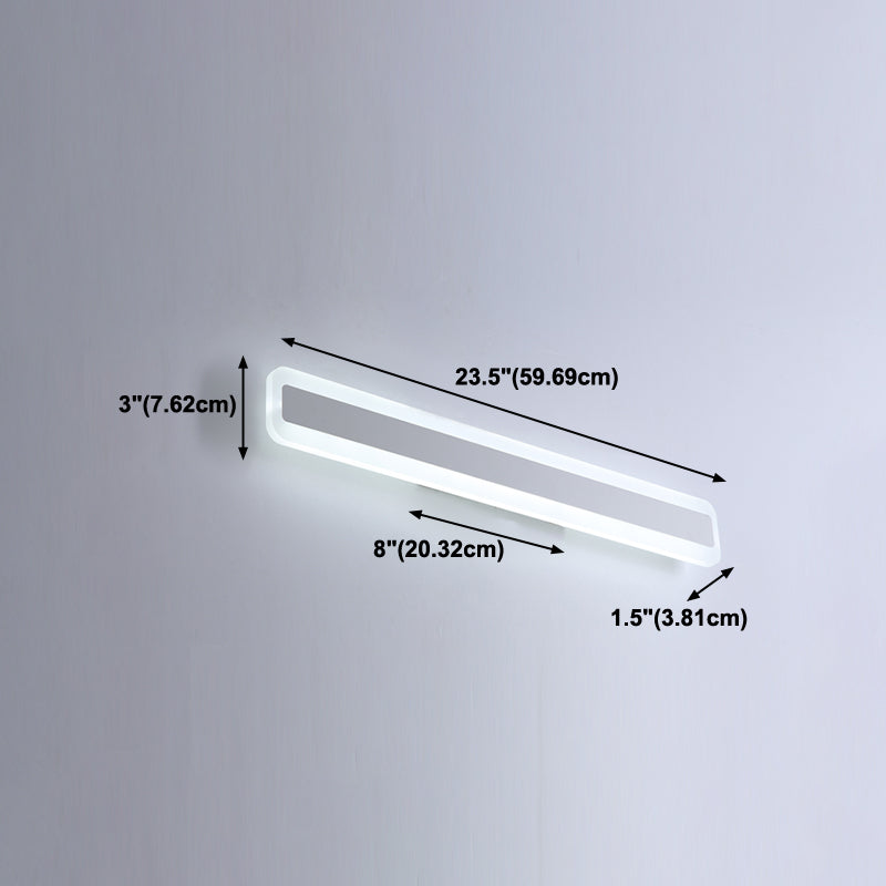 Metal Linear Shade Wall Sconce Modern Style 1-Light Mirror Wall Lighting Fixture in White
