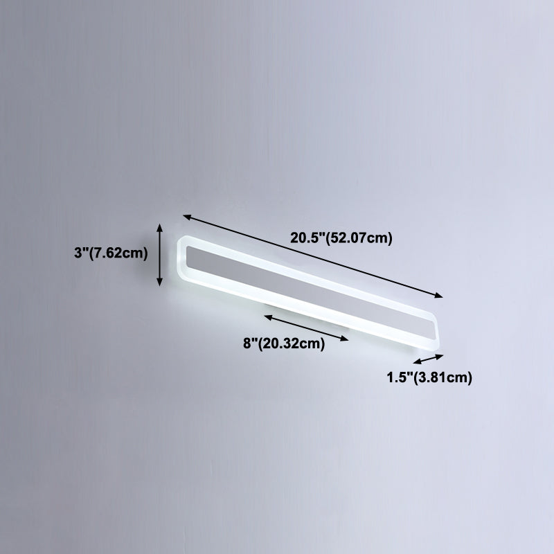Metal Linear Shade Wall Sconce Modern Style 1-Light Mirror Wall Lighting Fixture in White