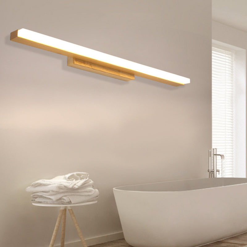 Wood Linear Vanity Wall Sconce Modern Style 1 Light Vanity Lighting Fixtures