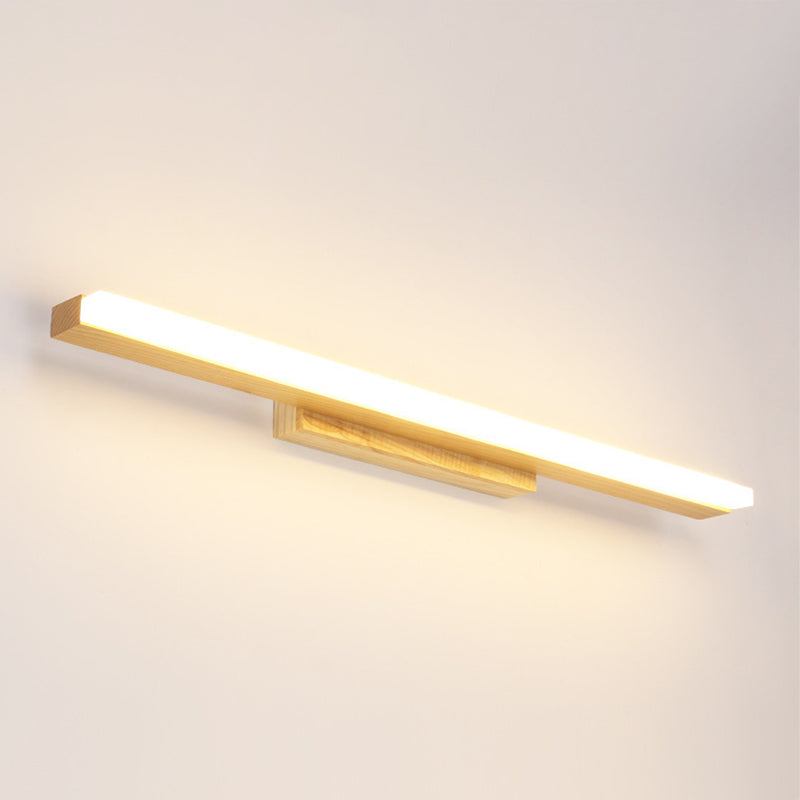 Wood Linear Vanity Wall Sconce Modern Style 1 Light Vanity Lighting Fixtures