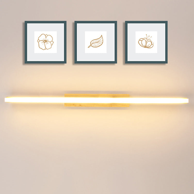 Wood Linear Vanity Wall Sconce Modern Style 1 Light Vanity Lighting Fixtures