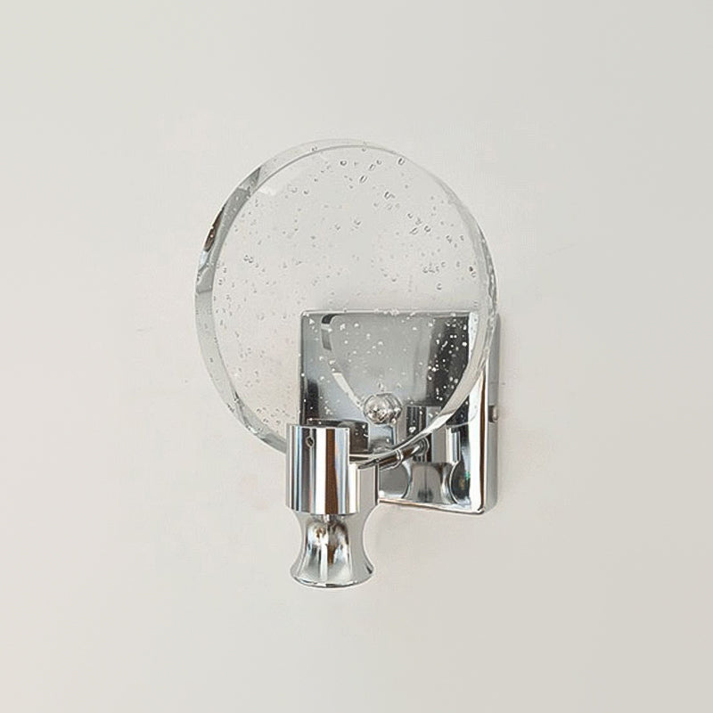 Crystal Round Vanity Wall Sconce Modern Style 1 Light Vanity Lighting Fixtures