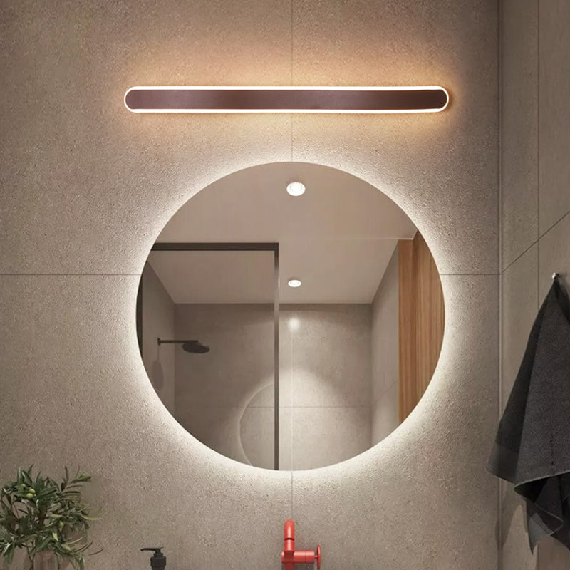 Metal Thin Vanity Wall Sconce Modern Style 1 Light Vanity Lighting Fixtures in Brown