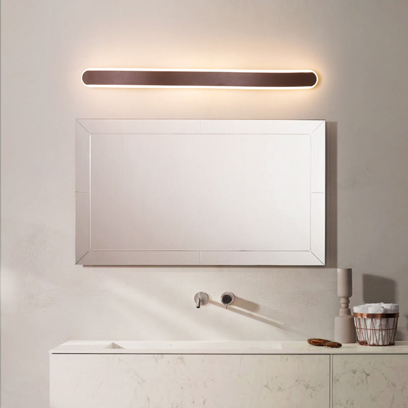 Metal Thin Vanity Wall Sconce Modern Style 1 Light Vanity Lighting Fixtures in Brown