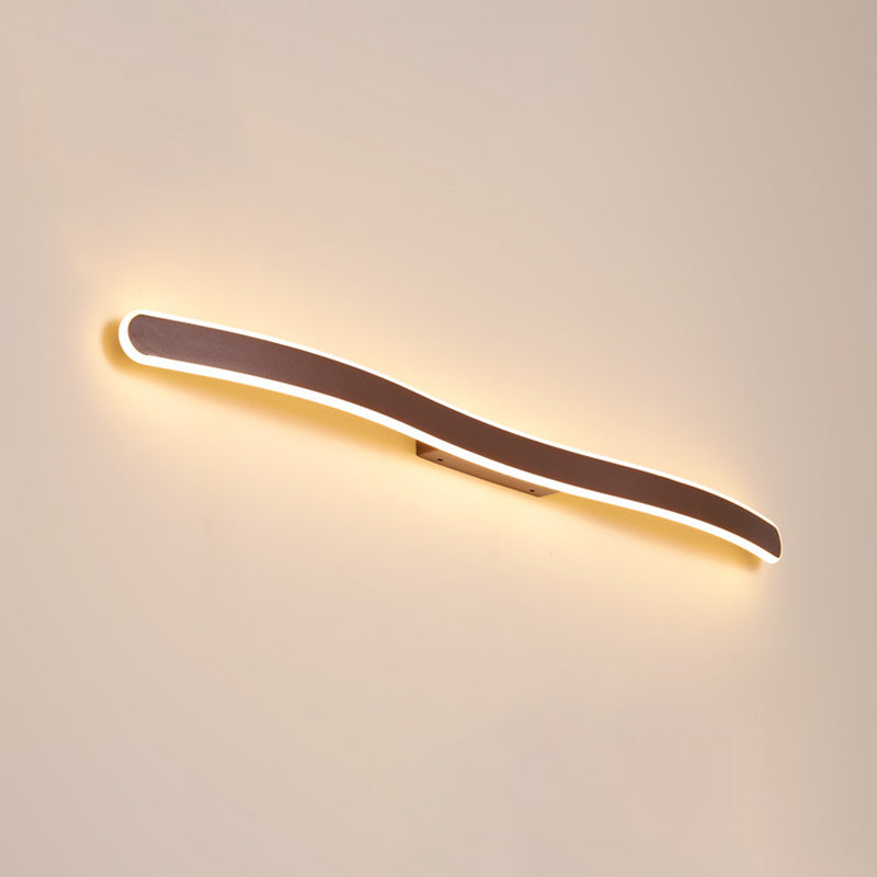 Metal Thin Vanity Wall Sconce Modern Style 1 Light Vanity Lighting Fixtures in Brown
